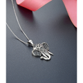 wholesale S925 Sterling Silver Retro Craft Inlaid Diamond Elephant Necklace Pendant Travel Souvenir Collarbone Chain Jewelry-0-2