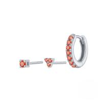 wholesale S925 Sterling Silver Zircon Trinity Combination Earring Studs, Trendy And Versatile Ins Earrings-Platinum-Orange Diamond
