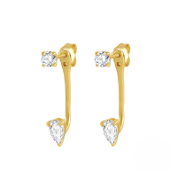 wholesale S925 Sterling Silver With Zircon Jacket Double Stud Earrings,-Gold-Style 1
