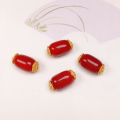wholesale S925 silver gold-plated natural South Red Agate barrel bead spacer accessories DIY handmade unfinished bracelet necklace stringing-0-5