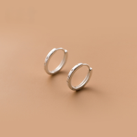 wholesale S925 silver ear studs, Korean-style, small and fresh, minimalist single diamond letter round hoop, sweet ear accessories G8147-S925 Silver Earrings Silver>925 Silver