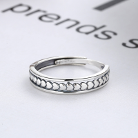 wholesale S925 Sterling Silver Japanese and Korean Heart-to-Heart Connected Ring, Creative Design Minimalist Jewelry Gift Adjustable Ring-YJ075/approx. 1.9g Adjustable opening