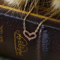 wholesale 925 Sterling Silver Gold-Plated Japanese-style Light Jewelry Women's Necklace, Exquisite Heart-shaped Zircon Collarbone Chain for Qixi Valentine's Day-0-2