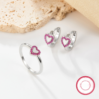 wholesale 925 Sterling Silver European and American Earrings, Sweet Style Heart Earrings for Women, Small and Cute Minimalist Heart-shaped Set Accessories-Heart Rose Ring-Size 6 925 Silver