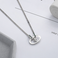 wholesale S925 Sterling Silver Vintage Antique Green Zircon Cross Pendant Necklace for Women, Unisex Collarbone Chain-YL321/about 10.2g