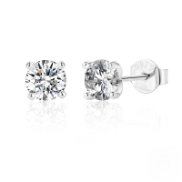 wholesale S925 Sterling Silver Plated With Plated With White Gold, 1 Carat 05 Carat Four-prong Earrings With Moissanite, Luxury Ready-to-ship-White gold 0.8 carat (with certificate)  925 silver