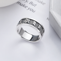 wholesale S925 Sterling Silver Retro Vintage Wide Band Six-Syllable Mantra Ring, Bold and Trendy Unisex Ring-0-0