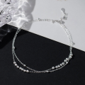 wholesale S925 Sterling Silver Sweet Ins-style Double-Layer Rotating Bead Anklet Simple Design Engraved Lucky Bead Anklet S7292-0-1