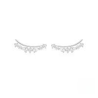 wholesale S925 Sterling Silver Geometric Inlaid Ear Cuffs For Women, Hypoallergenic, Light Luxury, Zircon Accent, Daily Wear, European And American Best-sellers-Platinum 925 silver