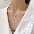 wholesale S925 Sterling Silver Butterfly Necklace New Design Women's Small Luxury Mother-of-Pearl Choker Necklace for Girlfriend-0-1