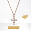 wholesale 18k Gold Cultivated Diamond Cross Pendant Necklace, European and American Style Lucky Collection Rose Gold K Gold Necklace-0-0
