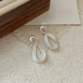 wholesale S925 Sterling Silver Geometric Oval Stud Earrings Women New Korean Minimalist Small Luxury Ins Style Earrings-0-5