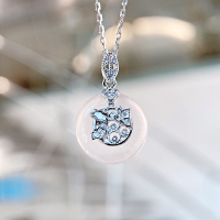 wholesale S925 Sterling Silver Ruyi Peace Pendant Necklace Women's New Chinese Style Chalcedony Fashion Elegant High-End Collarbone Chain-Ruyi Peaceful Buckle Chalcedony Necklace/approx. 2.13g&gt;TL014684 Sterling Silver