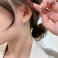 wholesale S925 Sterling Silver Korean-style Waterdrop Tassel Ball Stud Earrings for Women, Peach Heart Bead, Simple and Elegant, Versatile and Luxurious-0-3