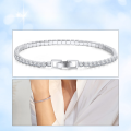 wholesale S925 Sterling Silver Single Row No Hole Square Zircon Tennis Bracelet, Direct from Manufacturer-0-2