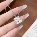 wholesale S999 silver trendy crushed ice bear necklace for women, small and fresh, sweet, and luxurious with niche design, perfect for gifting to girlfriends or best friends-0-1