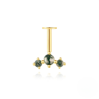 wholesale S925 Sterling Silver Geometric Moss Agate Flat Head Threaded Vertical Ear Cartilage Stud, A Hot-selling-Single gold #3