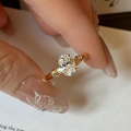 wholesale Metal: S925 Sterling Silver Gold Plated New Oval 6*8mm Single Diamond Ring for Women, Simple and Elegant-0-0