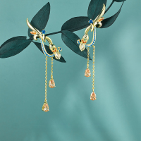 wholesale S925 Sterling Silver New Chinese Style Long Drop Earrings, Minimalist Ancient Wind Elegance, Exquisite Niche High-End Sensation, Viral Internet Celebrity Women's Trendy Wholesale-925 Sterling Silver Earrings Gold 925 Silver