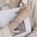 wholesale S925 Sterling Silver Korean-style Geometric Trendy Minimalist Broken Silver Square Plate Hip-Hop Bracelet-0-3