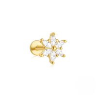 wholesale S925 Sterling Silver Marquise Heart Flat Back Threaded Ear Cartilage Stud With Sparkling Green Crystals-Single gold #4