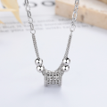 wholesale S925 Silver Fashionable and Elegant Concave Hollow Sphere Pendant Trendy and Versatile Necklace-0-1