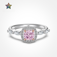 wholesale S925 Sterling Silver European and American Hit Square Pink Layered Plating High-End Versatile Wedding Women's Closed Ring-DY121274-SQ-BF 9