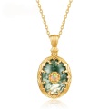 wholesale S925 Silver Japanese and Korean New Light Luxury Fashion Natural Moss Agate Necklace, Wholesale Customization-0-0
