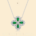 wholesale 925 Silver Iridescent Pendant with Chain Cultivated Emerald Silver Jewelry Necklace Luxe and Sophisticated-0-0
