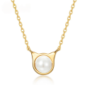 wholesale S925 Sterling Silver Korean New Fashion Minimalist Small Animal Cat Necklace Luxury Pearl Necklace Wholesale from Manufacturer-0-0