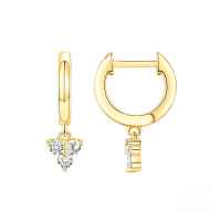 wholesale S925 Sterling Silver Dagger Cross Earrings With Evil Eye, Star, And Moon Pendant Hoop-Gold #1-Three Diamonds 925 Silver