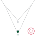 wholesale 925 Sterling Silver Women's Versatile Zircon-Embedded Heart Necklace Double-Layer Collarbone Chain Halloween Cross-Border Exclusive-0-4