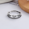wholesale S925 Sterling Silver Korean Dongdaemun Pig Nose Chain Link Minimalist Geometric Open Ring-0-1