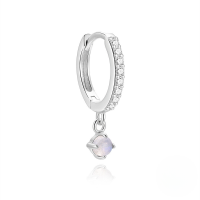 wholesale S925 Sterling Silver With Natural Moonstone Claw-set Pendant Ear Cuffs, Featuring Zircon Accents For A Korean-style, Niche, And Premium Look-Single platinum #2 925 silver