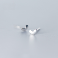 wholesale S925 Sterling Silver Mini Cute Small Silver Bean Heart Stud Earrings for Women, Fresh and Simple Polished Heart-shaped Ear Piercing Jewelry E5826-0-0