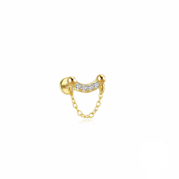 wholesale S925 Sterling Silver Flat-back Push-piercing Exquisite Zircon Earrings, European-american Style-Single gold #4