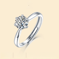 wholesale S925 Silver Genuine D Color Moissanite Ring, 1 Carat, Engagement Wedding Proposal Couple Women's Ring, Colorfast-Round 50 points (naked)
