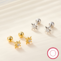 wholesale S925 Sterling Silver Eight-Pointed Star Screw Ear Studs, Exquisite and Compact, Unique and Trendy, Niche Design, Versatile Earrings-0-1