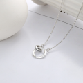 wholesale S925 sterling silver interlocking circle necklace with "smile" English letters, elegant, gentle, and versatile-0-2