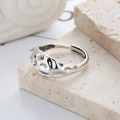 wholesale 925 Sterling Silver European and American Style Ins Minimalist Geometric Concave-Convex Surface Trendy Punk Open-Ended Ring-0-2