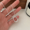 wholesale S925 Sterling Silver Hollow-Out Oval Pendant Necklace for Women, Light Luxury Minimalist Style Fashion Simple Collarbone Chain Trendy-0-2