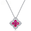wholesale S925 Sterling Silver New European Style Cultivated Red Clover Four-Leaf Pendant Necklace for Women Cross-Border Hot Seller-0-0