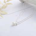 wholesale S925 Sterling Silver Korean Style Double Layer Snake Chain Pearl Elegant Lady Choker Necklace for Women-0-0