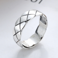 wholesale S925 sterling silver retro niche design diamond grid open ring versatile minimalist new style index finger ring for women-0-0