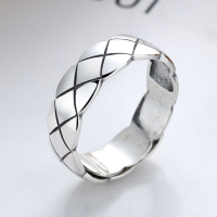 wholesale S925 sterling silver retro niche design diamond grid open ring versatile minimalist new style index finger ring for women-098J/approx. 3.6g>Adjustable opening