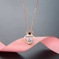 wholesale S925 Sterling Silver Diamond-Embedded Openwork Heart Pendant Necklace, Women's Dongdaemun Fashion Heart Collarbone Chain-Single Pendant - Without Chain 925 Silver