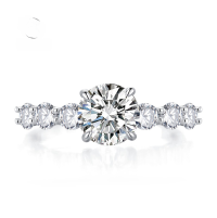 wholesale S925 Sterling Silver 2-Carat Round Diamond Ring for Women, Simulated Diamond Starry Sky Sparkle Ins Fashion Large Diamond Style-R525 White Diamond No. 5