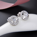 wholesale S925 silver zirconia stud earrings in minimalist style, Korean and Japanese version, small round fresh design-0-0
