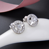 wholesale S925 silver zirconia stud earrings in minimalist style, Korean and Japanese version, small round fresh design-Earrings-Not with Tremella Plugs>925 Silver
