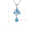 wholesale S925 Silver Natural Topaz Personality Jewelry Set with Gemstone Ring Necklace Earrings Three-Piece Suite-0-2
